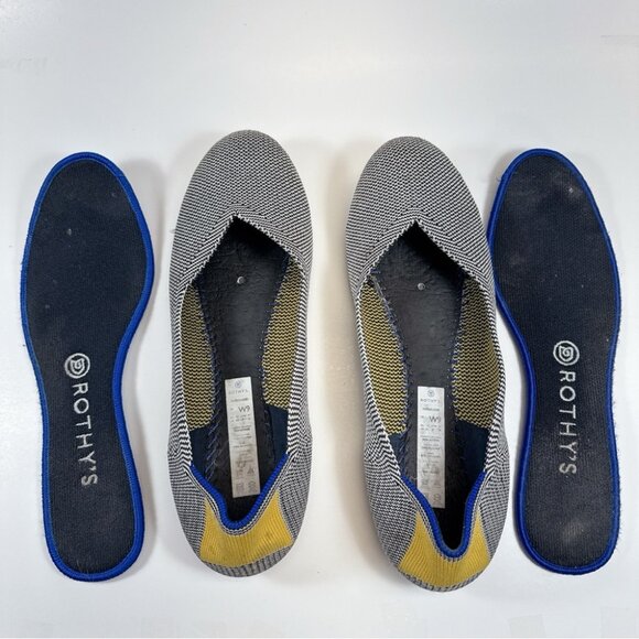 Rothy's Womens 9 Shale Ribbon Stripe Round Toe Flats - Picture 10 of 14